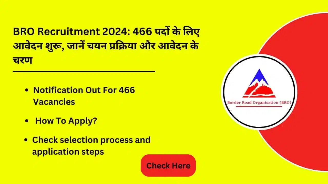 BRO Recruitment 2024 Application starts for 466 posts know the selection process and application steps