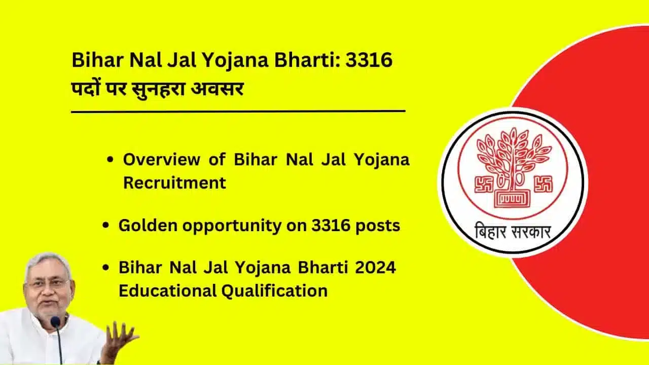 Bihar Nal Jal Yojana Recruitment Golden opportunity for 3316 posts