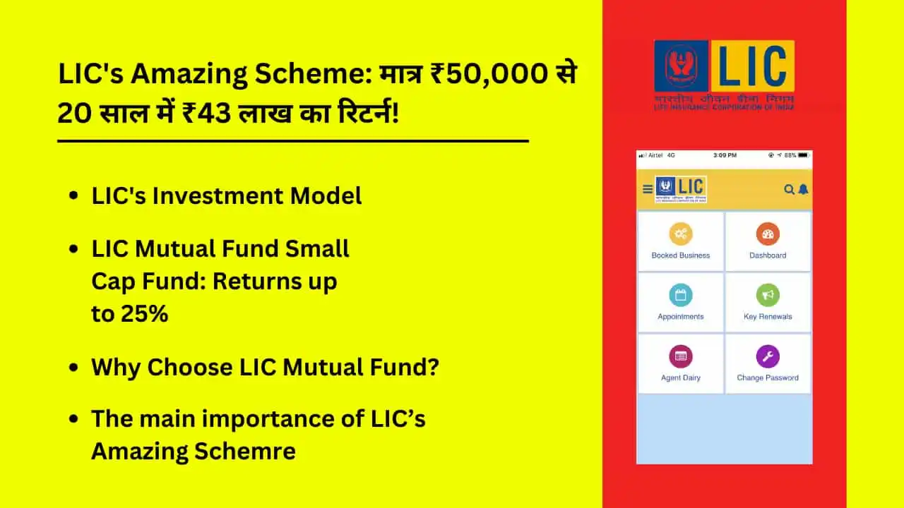 LICs Amazing Scheme only ₹50000 se 20 years me ₹43 Lakh ka Returns