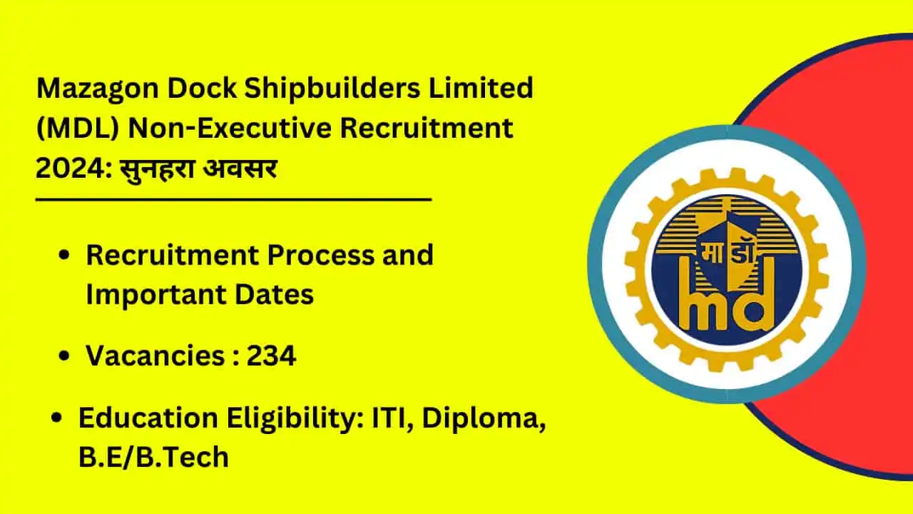 Mazagon Dock Shipbuilders Limited MDL Non Executive Recruitment 2024Golden opportunity