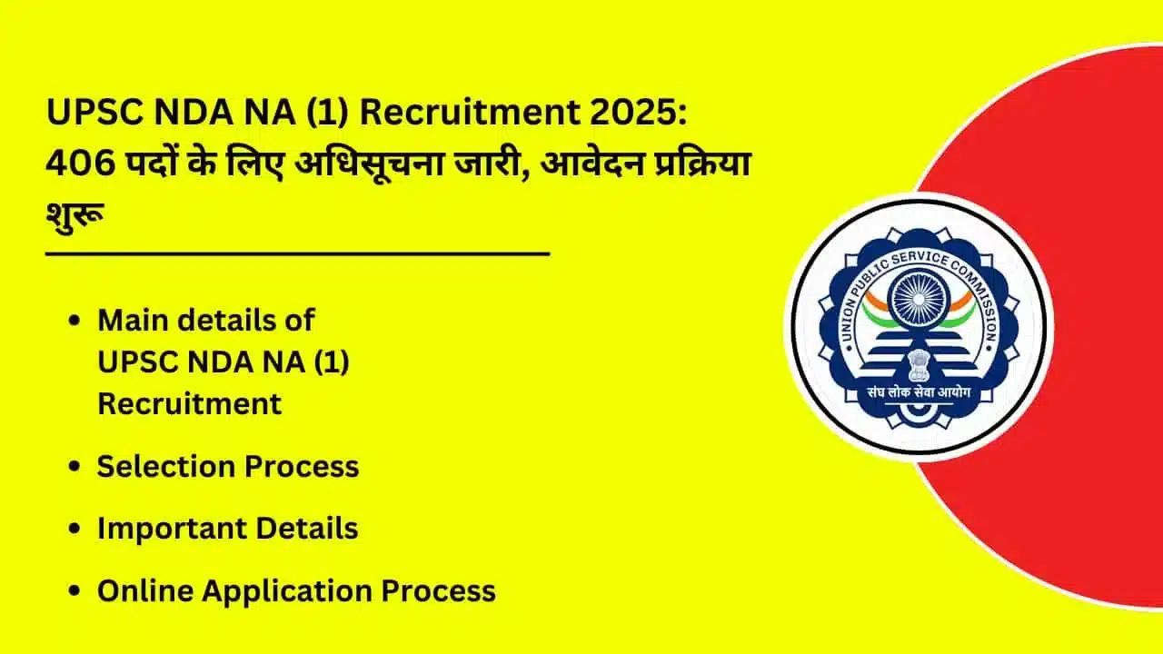 UPSC NDA NA 1 Recruitment 2025 406 Posts Ke Liye Notifivatiob Issued Start Application Process