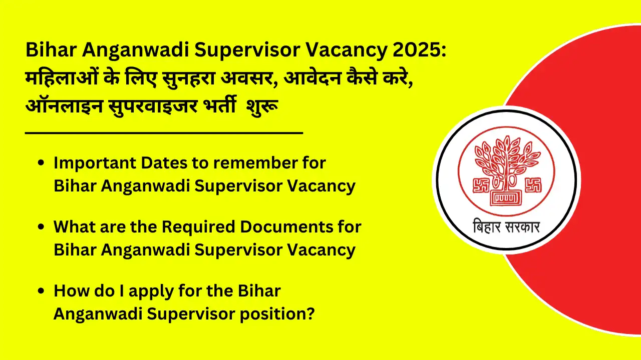 Bihar Anganwadi Supervisor Vacancy 2025 Golden opportunity for women how to apply online supervisor recruitment started