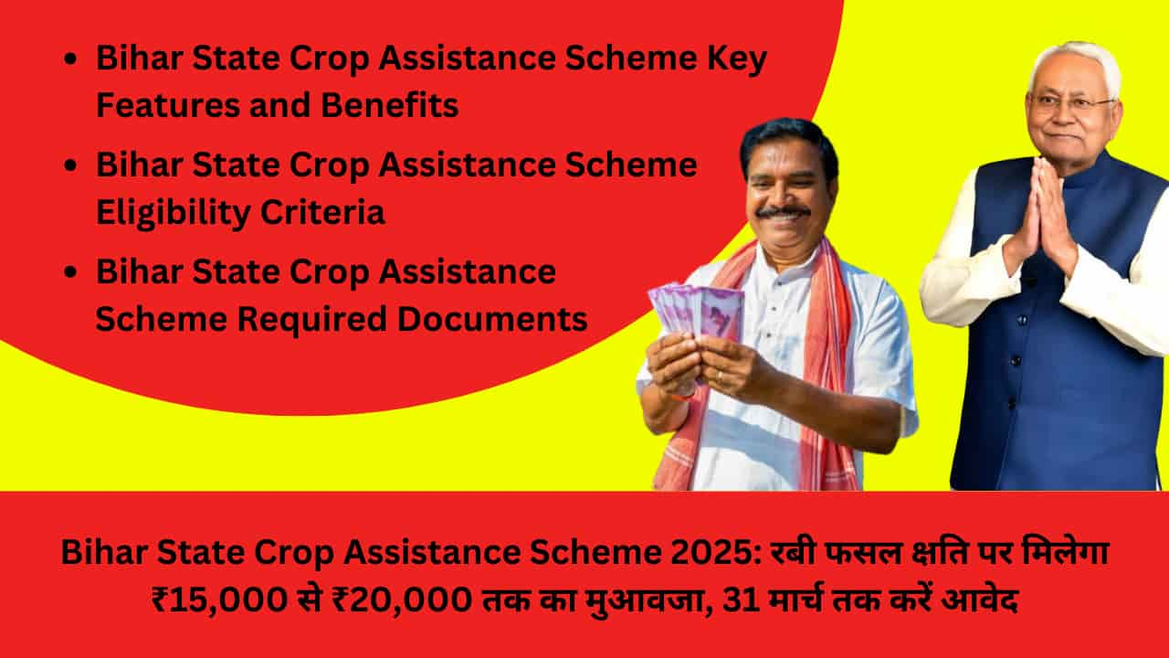 Bihar State Crop Assistance Scheme 2025 रबी फसल क्षति पर मिलेगा ₹15000 से ₹20000 तक का मुआवजा 31 मार्च तक करें आवेद