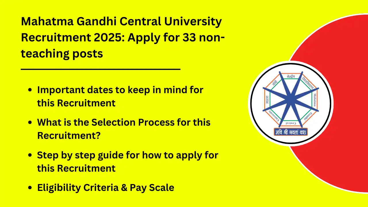 Mahatma Gandhi Central University Recruitment 2025 Apply for 33 non teaching posts