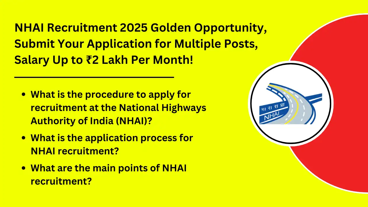 National Highways Authority of India Recruitment 2025 Golden Opportunity Submit Your Application for Multiple Posts Salary Up to ₹2 Lakh Per Month