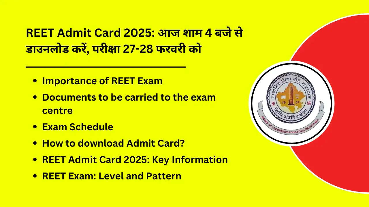 REET Admit Card 2025 Download from 4 pm today exam on February 27 28