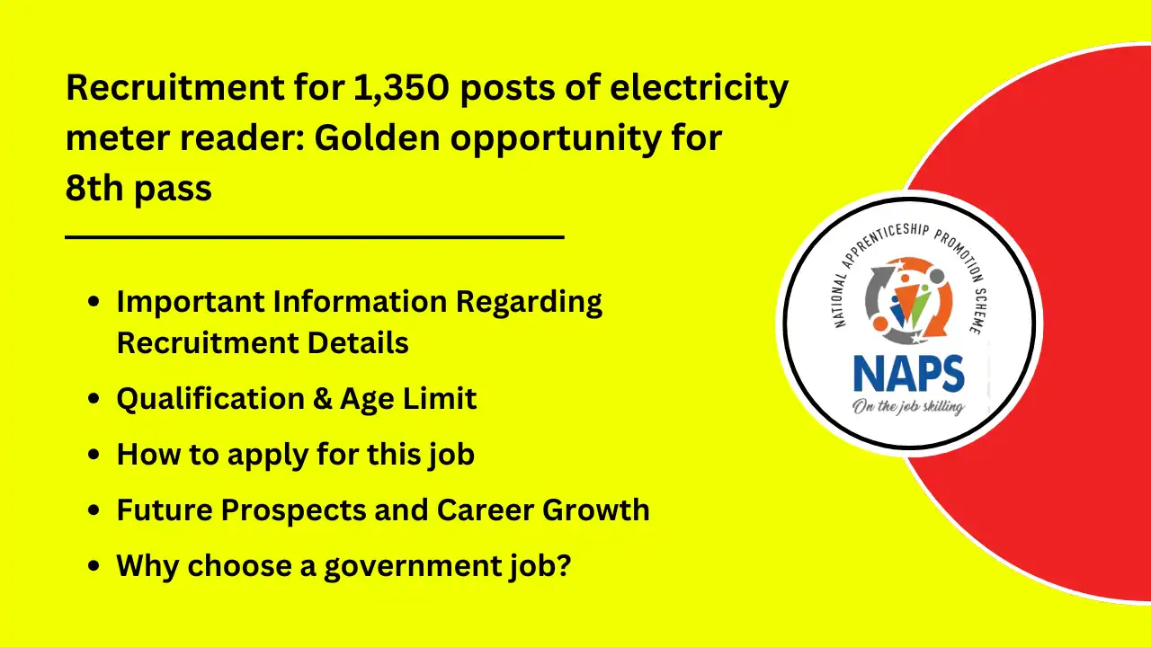 Recruitment for 1350 posts of electricity meter reader Golden opportunity for 8th pass